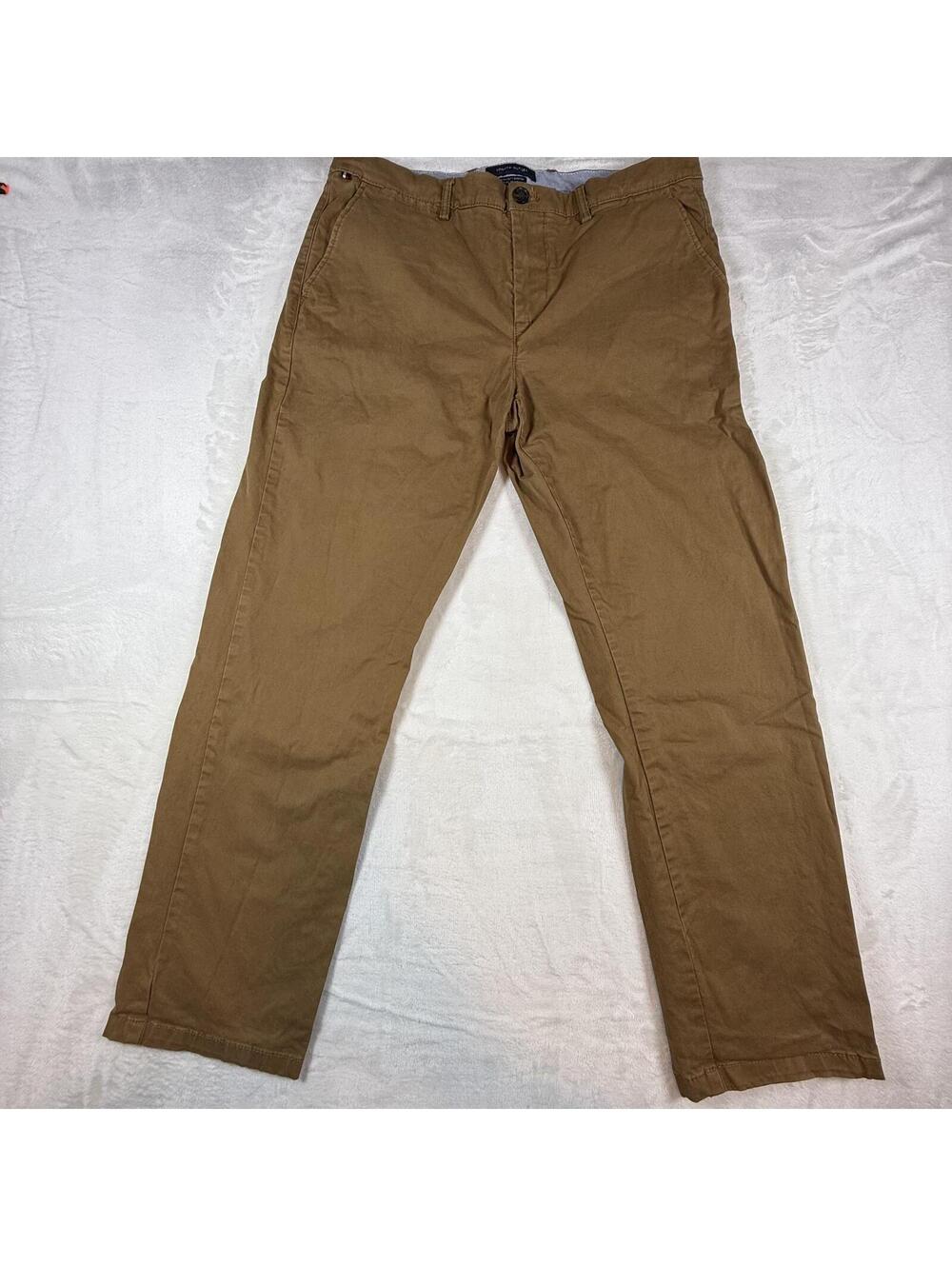 Tommy Hilfiger‎ Men's Khaki Chino Pants 34x28 Regular Fit Stretch Tan Casual